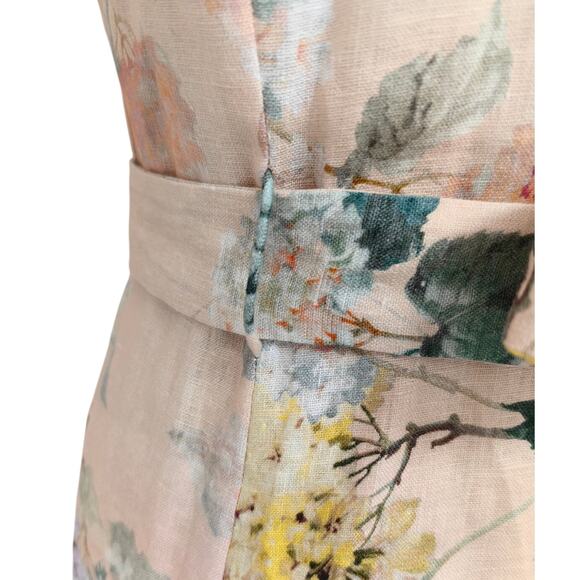 Zimmermann The Illuminate Peplum Mini Dress in Peach Hydrangea AU 2 US 8 - Picture 8 of 10